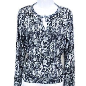 Michael Kors Snakeskin Long Sleeve Embellished Top